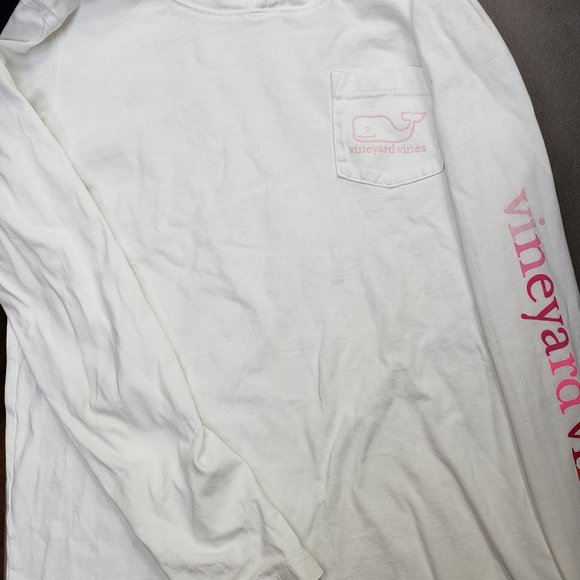 Vineyard Vines 100% Cotton long sleeve hoodie t-shirt  White/Pink  Size L - Picture 3 of 8